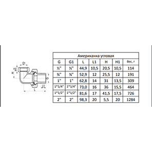 Сгон разъемный угловой (американка) MVI 1 1/4``